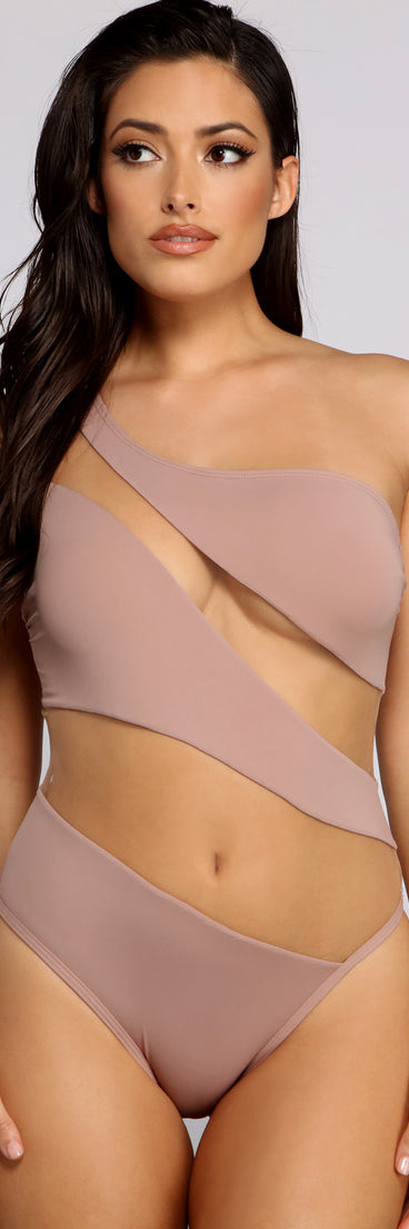 Sheer And Sultry One Shoulder One Piece Swimsuit