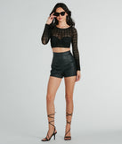 Such A Slay Long Sleeve Sheer Textured Knit Crop Top is a fire pick to create a concert outfit, 2024 festival looks, outfits for raves, or to complete your best party outfits or clubwear!