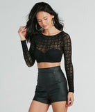 The crop top style of the Such A Slay Long Sleeve Sheer Textured Knit Crop Top adds a sultry detail to your going-out outfits or everyday looks.