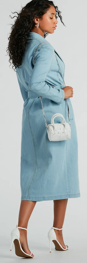 Trendy Shine Rhinestone Denim Mini Satchel Bag