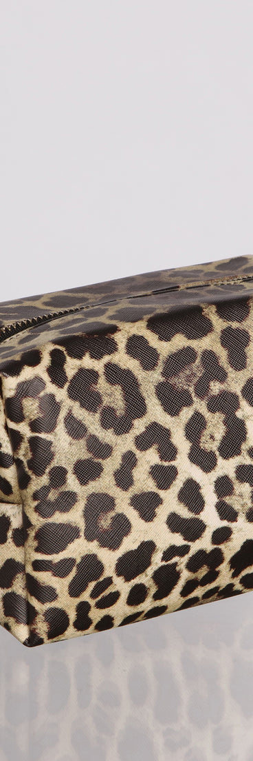 Stylish And Sassy Leopard Print Makeup Bag for 2022 festival outfits, festival dress, outfits for raves, concert outfits, and/or club outfits