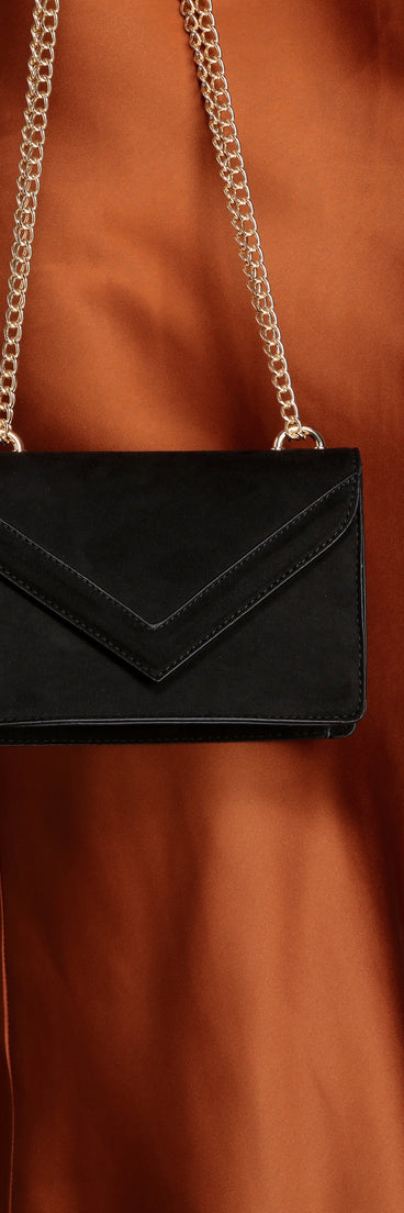 Faux Suede Envelope Cross-Body Purse
