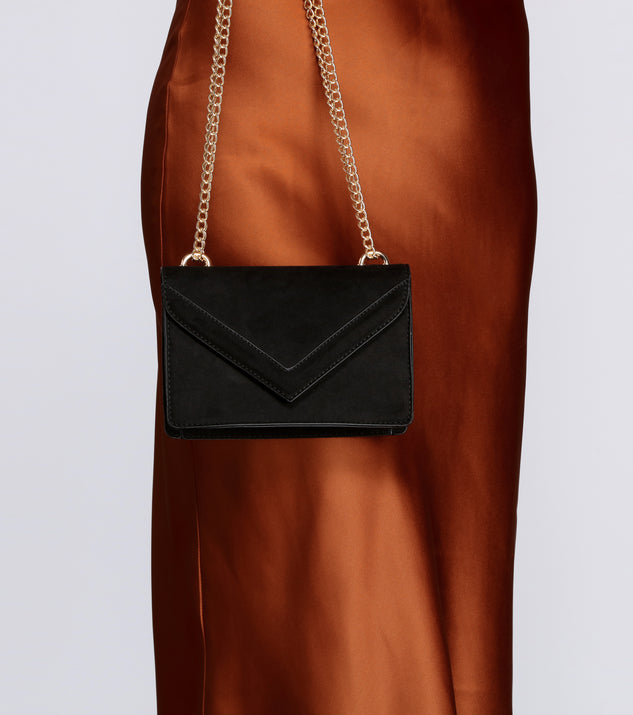 Faux Suede Envelope Cross-Body Purse