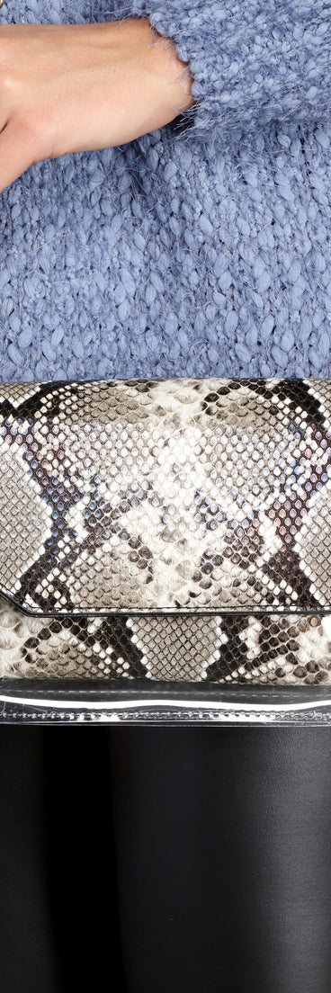 In The Clear Snake Cross-body Purse for 2022 festival outfits, festival dress, outfits for raves, concert outfits, and/or club outfits