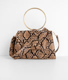 A Snake Print Moment O-Ring Purse is a trendy pick to create 2023 festival outfits, festival dresses, outfits for concerts or raves, and complete your best party outfits!