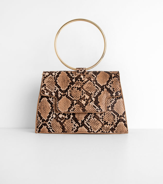 A Snake Print Moment O-Ring Purse is a trendy pick to create 2023 festival outfits, festival dresses, outfits for concerts or raves, and complete your best party outfits!