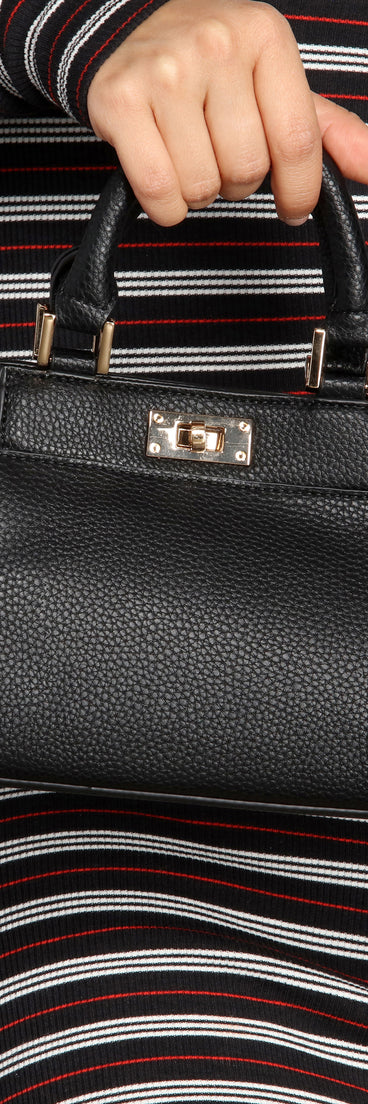 Mini Turn Lock Faux Leather Purse for 2022 festival outfits, festival dress, outfits for raves, concert outfits, and/or club outfits