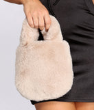 Faux Fur Mini Tote is a trendy pick to create 2023 festival outfits, festival dresses, outfits for concerts or raves, and complete your best party outfits!