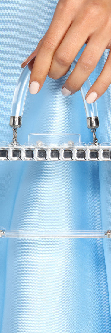 Clear Essentials Rhinestone Trim Clear Clutch