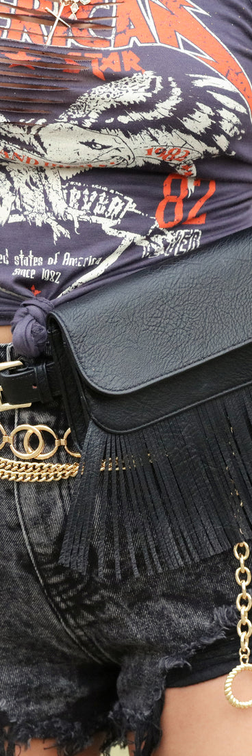 Boho Fringe Faux Leather Fanny Pack is a trendy pick to create 2023 festival outfits, festival dresses, outfits for concerts or raves, and complete your best party outfits!