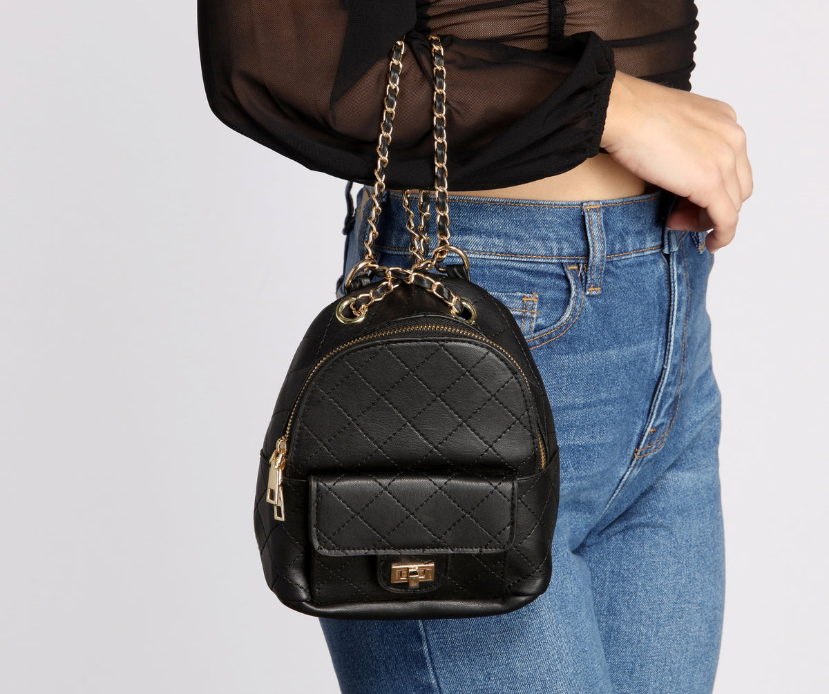 Day To Night Quilted Chain Backpack