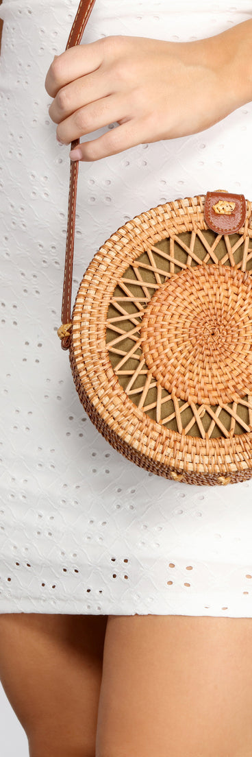 Roll With It Round Straw Crossbody Purse