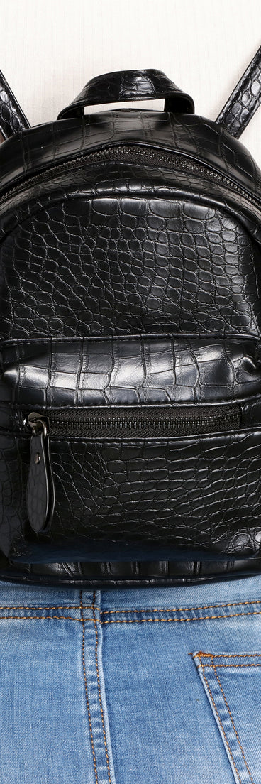 You've Got It Mini Faux Leather Croc Backpack is a trendy pick to create 2023 festival outfits, festival dresses, outfits for concerts or raves, and complete your best party outfits!