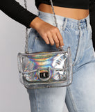 Clear Holographic Snake Trim Crossbody for 2022 festival outfits, festival dress, outfits for raves, concert outfits, and/or club outfits