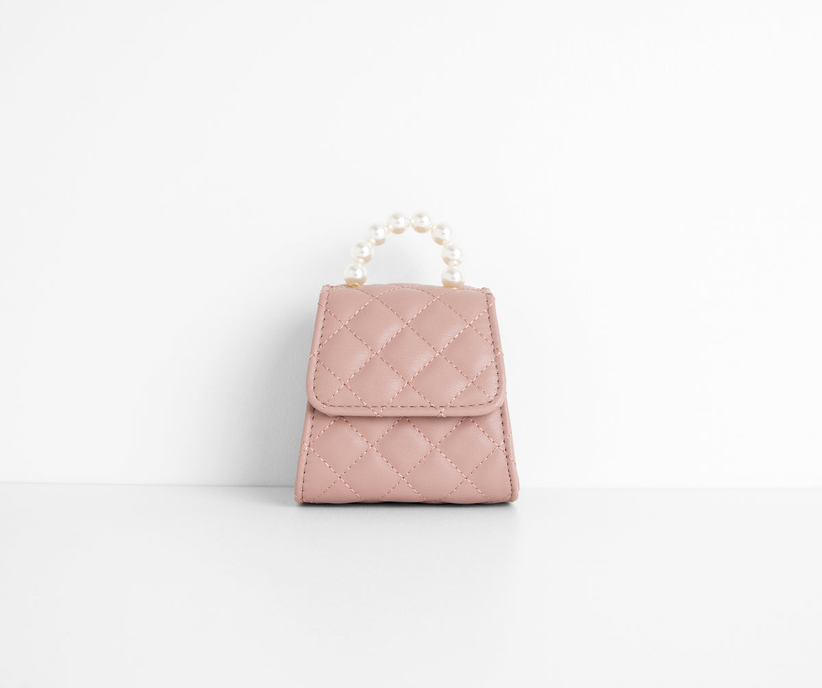 Fancy Babe Pearl Handle Mini Quilted Purse