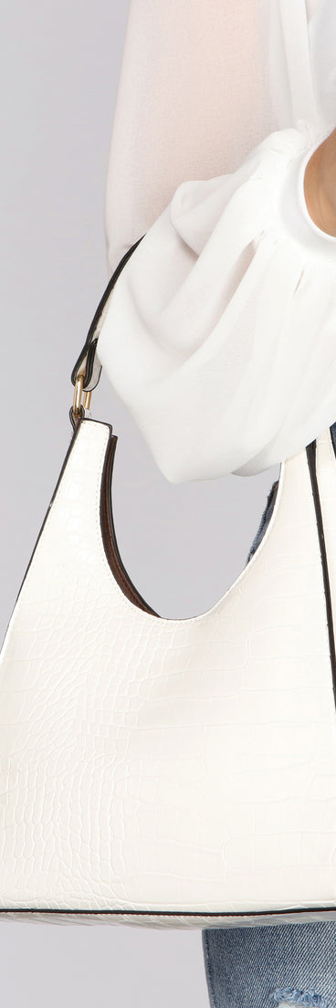 Better Days Faux Leather Triangle Croc Bag is a trendy pick to create 2023 festival outfits, festival dresses, outfits for concerts or raves, and complete your best party outfits!