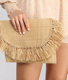 Island Time Straw Fringe Clutch is a trendy pick to create 2023 festival outfits, festival dresses, outfits for concerts or raves, and complete your best party outfits!