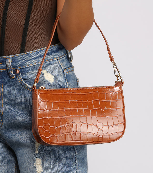 Essential Faux Croc Embossed Purse