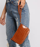 Essential Faux Croc Embossed Purse