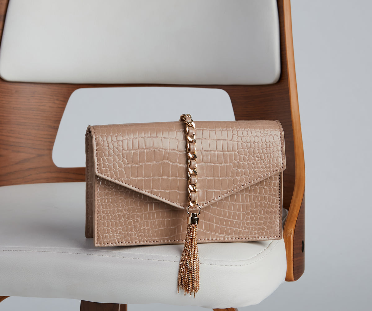 Croc Embossed Envelope Clutch & Windsor