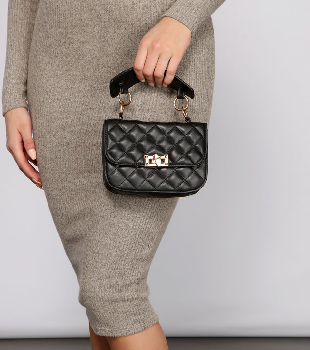 Faux Leather Quilted Diamond Mini Purse for 2022 festival outfits, festival dress, outfits for raves, concert outfits, and/or club outfits