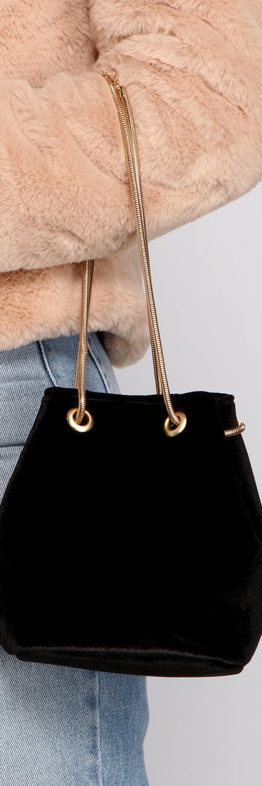 Velvet Glam Bucket Bag