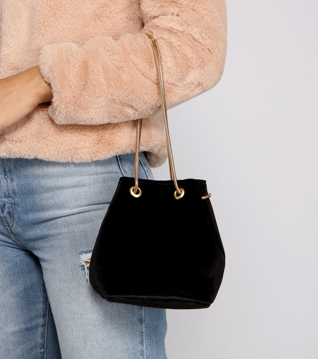Velvet Glam Bucket Bag