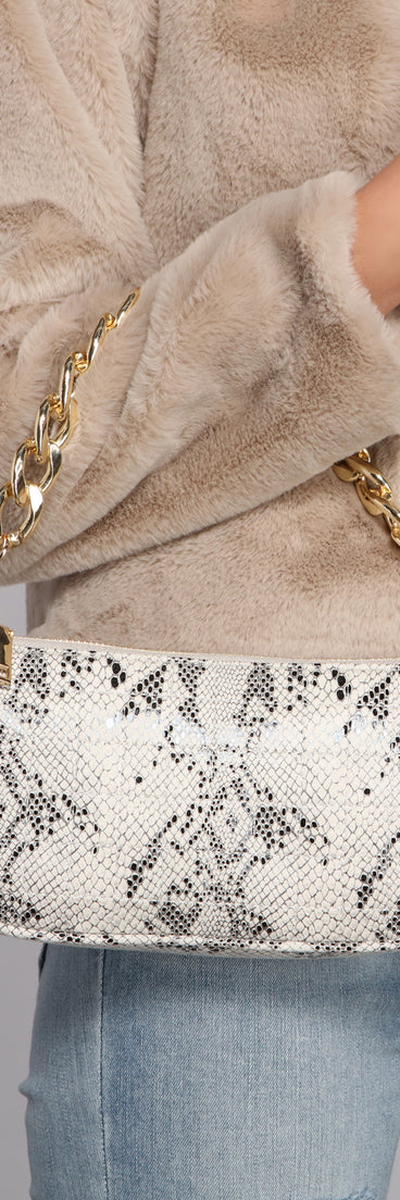 Trendy Chic Snake Print Shoulder Bag