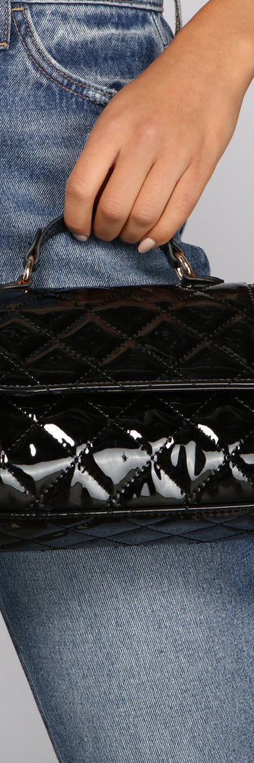 Effortless Glam Faux Patent Leather Quilted Crossbody