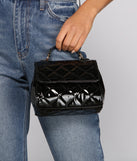 Effortless Glam Faux Patent Leather Quilted Crossbody