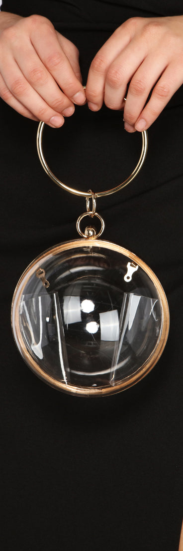 Just Watch Me Sphere Clear Clutch is a stunning choice for a bridesmaid dress or maid of honor dress, and to feel beautiful at Homecoming 2023, fall or winter weddings, formals, & military balls!