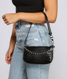 Chic Stunner Croc-Embossed Shoulder Bag