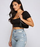Chic Stunner Croc-Embossed Shoulder Bag