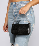 Chic Stunner Croc-Embossed Shoulder Bag