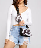 Faux Leather Cow Print Crossbodys With Pouch
