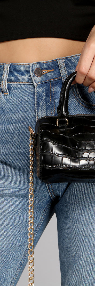 Sleek Stunner Mini Faux Leather Croc Embossed