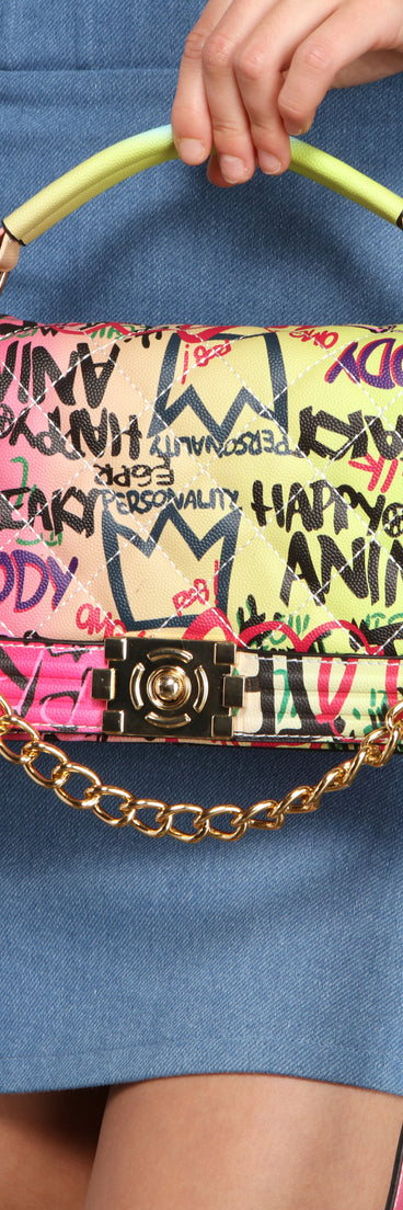 Graffiti Glam Crossbody is a trendy pick to create 2023 festival outfits, festival dresses, outfits for concerts or raves, and complete your best party outfits!