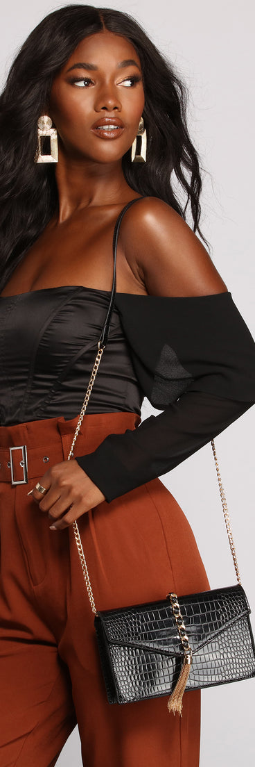 Croc Embossed Envelope Clutch