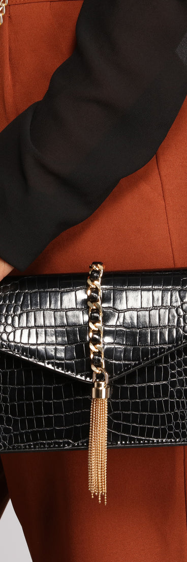Croc Embossed Envelope Clutch
