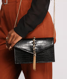 Croc Embossed Envelope Clutch