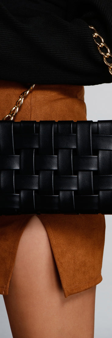 Chic Chain Strap Woven Shoulder Bag