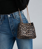 Growl Power Leopard Saffiano Bucket Bag is a trendy pick to create 2023 festival outfits, festival dresses, outfits for concerts or raves, and complete your best party outfits!