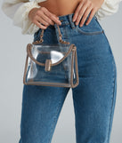 Clearly Stylish Saffiano Trim Top Handle Purse