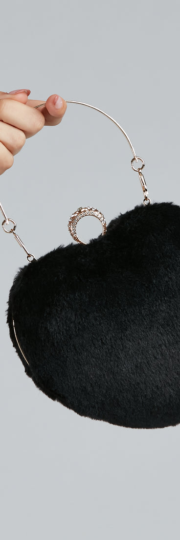 Heart Beat Faux Fur Ring Clutch