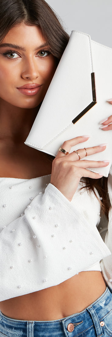 Classy Lady Flap Metal Trim Clutch