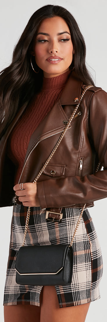 Simple Sleek Faux Leather Crossbody Purse