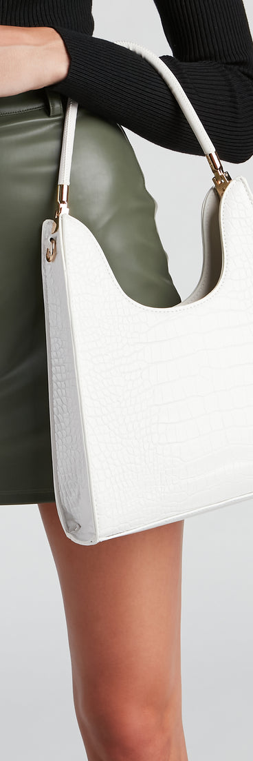 Chic Structured Croc-Embossed Shoulder Bag