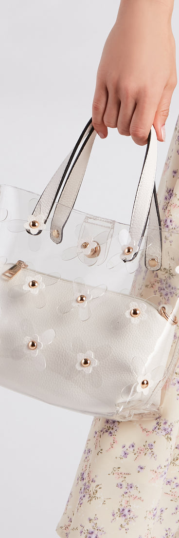 In Full Bloom Daisy Clear Tote With Pouch