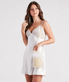 Fab Affair Marabou Feather Trim Pearl Bucket Bag