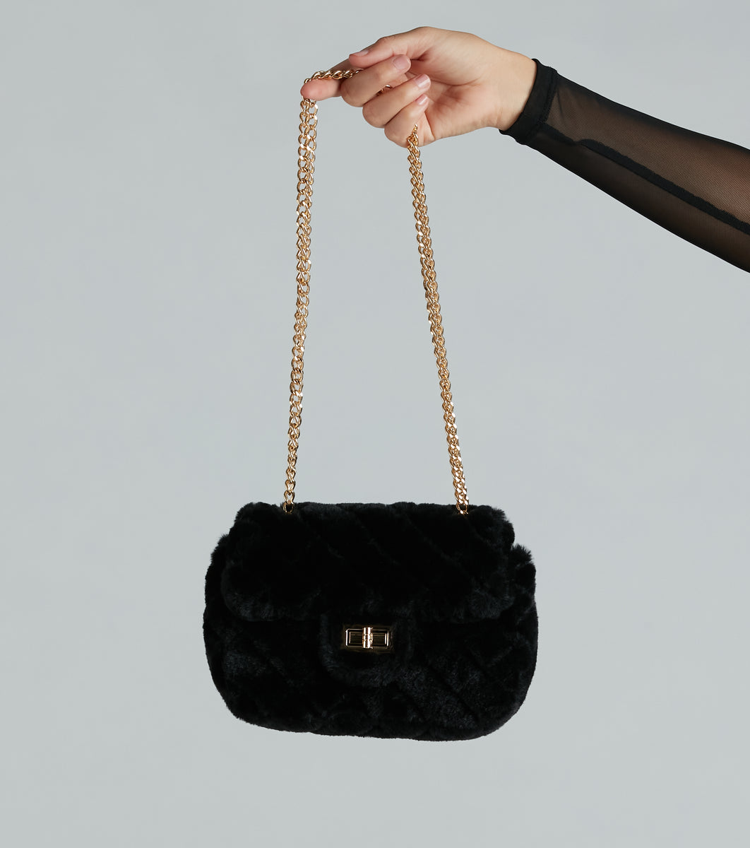 Furry And Fab Quilted Crossbody Bag